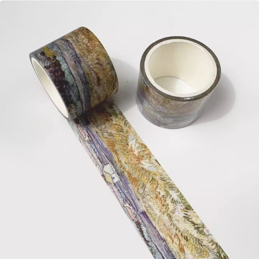 C3-Van Gogh Oil Painting 3cm Wide 5m Long Single Roll Washi Tape - Hillside Grassland