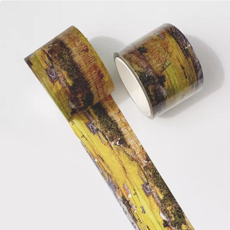 C6-Van Gogh Oil Painting 3cm Wide 5m Long Single Roll Washi Tape - Wheat Field